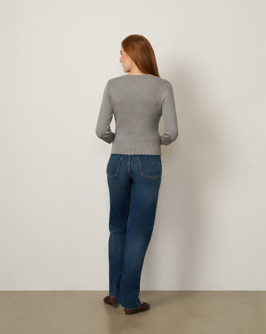 Scalloped Rib Trim Cardigan