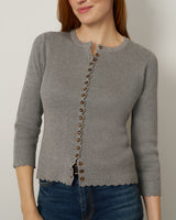 Scalloped Rib Trim Cardigan