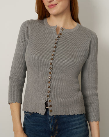 Scalloped Rib Trim Cardigan