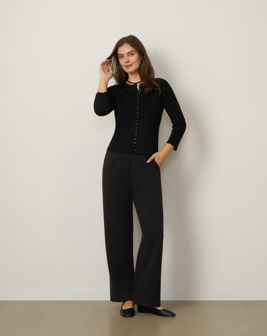 Scalloped Rib Trim Cardigan