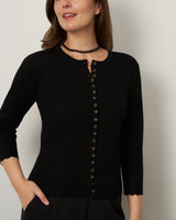 Scalloped Rib Trim Cardigan