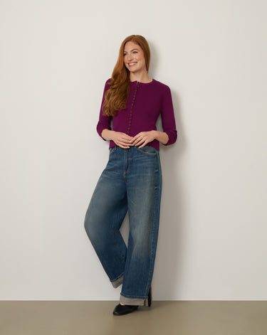 Scalloped Rib Trim Cardigan