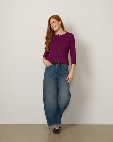 Scalloped Rib Trim Cardigan