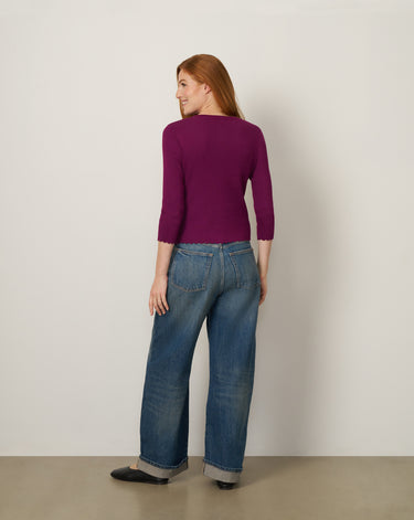 Scalloped Rib Trim Cardigan