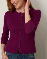 Scalloped Rib Trim Cardigan