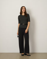 Pointelle Stitch Jewel Neck Sweater