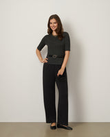 Pointelle Stitch Jewel Neck Sweater