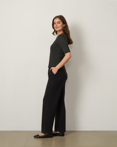Pointelle Stitch Jewel Neck Sweater