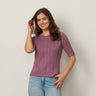 Pointelle Stitch Jewel Neck Sweater