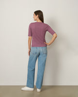 Pointelle Stitch Jewel Neck Sweater