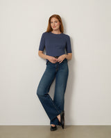 Pointelle Stitch Jewel Neck Sweater