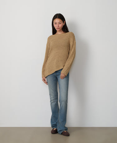 Asymmetrical Hem Boat Neck Sweater