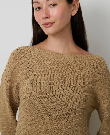 Asymmetrical Hem Boat Neck Sweater