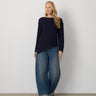 Asymmetrical Hem Boat Neck Sweater