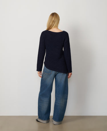 Asymmetrical Hem Boat Neck Sweater