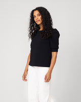 Puff Sleeve Crewneck Top Jet Black