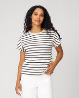 Striped Crewneck Relaxed Tee Jet Black & Whitecap Grey