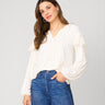 Ruffle Tie Neck Romantic Blouse Whisper White