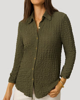 Button Front Textured Top