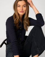 Button Front Textured Top