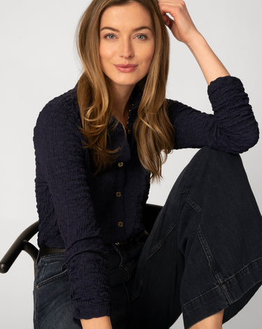 Button Front Textured Top