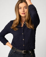 Button Front Textured Top