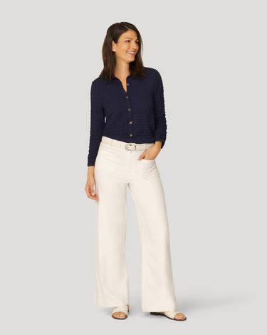 Button Front Textured Top