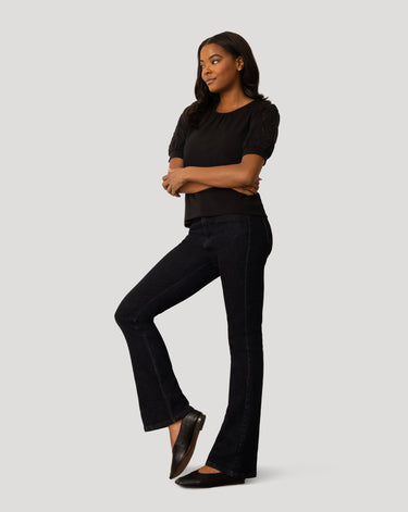 Embroidered Cutout Puff Sleeve Top