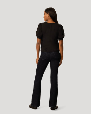 Embroidered Cutout Puff Sleeve Top