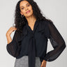Romantic Bow Tie Neck Top Jet Black