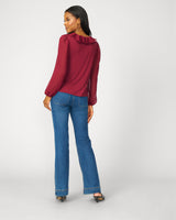 Poet Chiffon Ruffle & V-Neck Knit Top