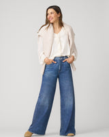 Poet Chiffon Ruffle & V-Neck Knit Top