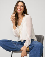 Poet Chiffon Ruffle & V-Neck Knit Top