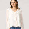 Poet Chiffon Ruffle & V-Neck Knit Top Whisper White