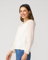 Poet Chiffon Ruffle & V-Neck Knit Top