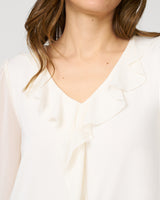 Poet Chiffon Ruffle & V-Neck Knit Top