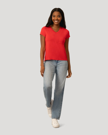 V neck Patch Pocket Tee