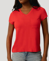 V neck Patch Pocket Tee