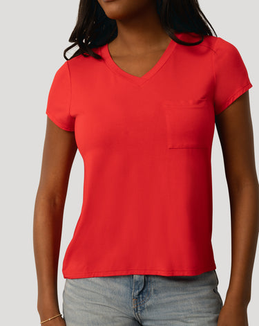 V neck Patch Pocket Tee