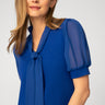 Tie Neck Top with Puff Sleeves