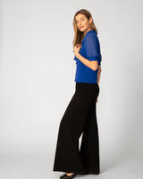 Tie Neck Top with Puff Sleeves