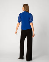 Tie Neck Top with Puff Sleeves