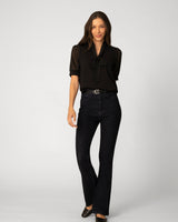 Tie Neck Top with Puff Sleeves