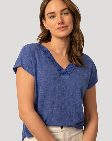 Braided Trim Crinkle Tee