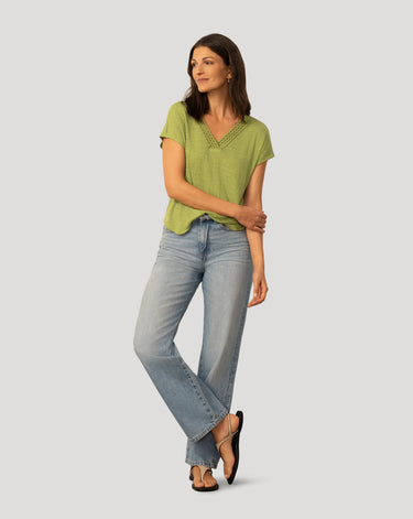 Braided Trim Crinkle Tee