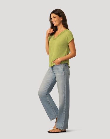 Braided Trim Crinkle Tee