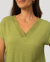 Braided Trim Crinkle Tee