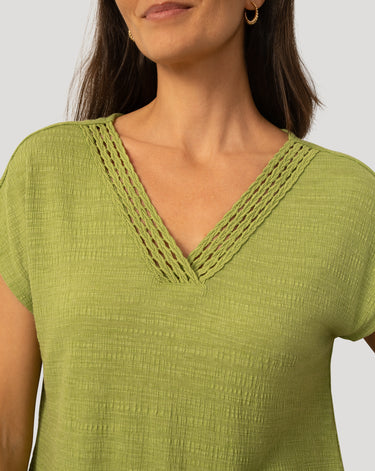 Braided Trim Crinkle Tee