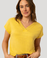 Braided Trim Crinkle Tee