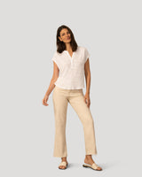 Embroidered Henley Crinkle Tee